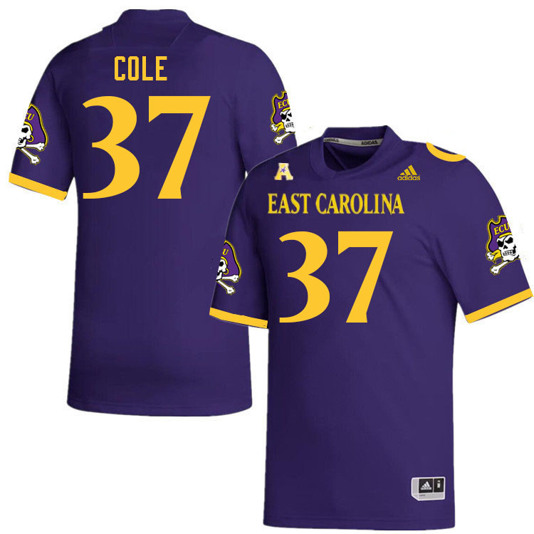 Men #37 Adam Cole ECU Pirates College Football Jerseys Stitched Sale-Purple